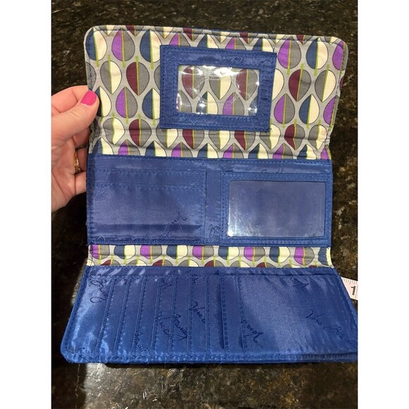 Vera Bradley Set of 2 Wallets Electric Blue Trifold + Black Zip ID Key - Picture 6 of 13